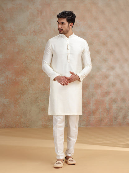 Cream Solid Kurta Pajama | JB X JB