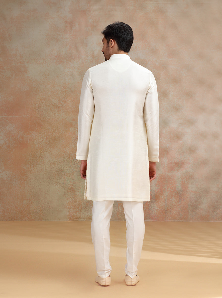 Cream Solid Kurta Pajama | JB X JB