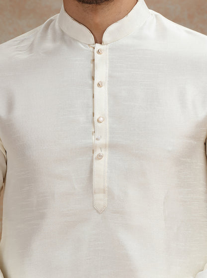 Cream Solid Kurta Pajama | JB X JB