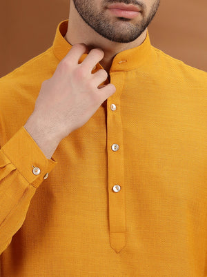 Yellow Solid Modi Kurta | JadeBlue