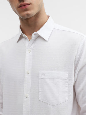 White Solid Slim Fit Casual Shirt | Greenfibre