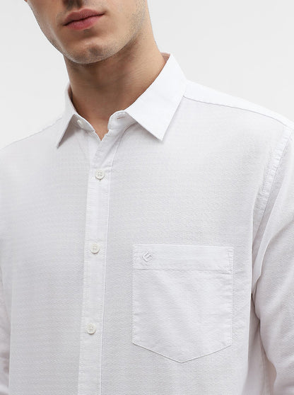 White Solid Slim Fit Casual Shirt | Greenfibre