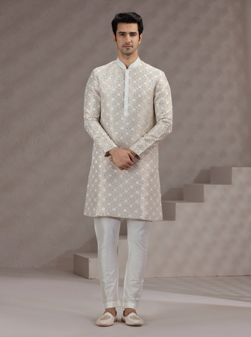 Cream Embroidered Kurta Pajama | TULA