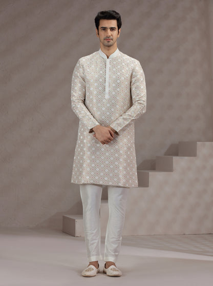 Cream Embroidered Kurta Pajama | TULA