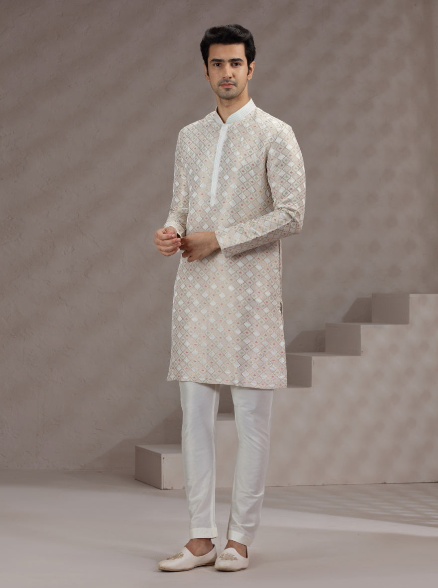 Cream Embroidered Kurta Pajama | TULA