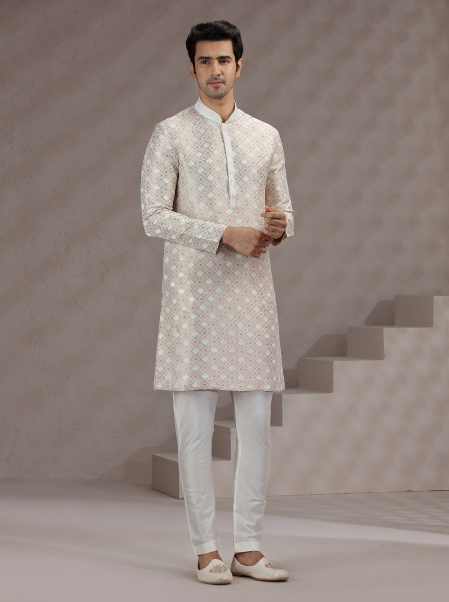 Cream Embroidered Kurta Pajama | TULA