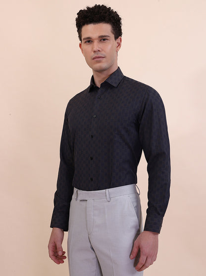 Brown & Blue Checked Slim Fit Formal Shirt | Greenfibre
