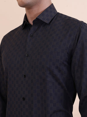 Brown & Blue Checked Slim Fit Formal Shirt | Greenfibre