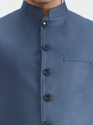 Blue Solid Regular Fit Modi Jacket | JadeBlue