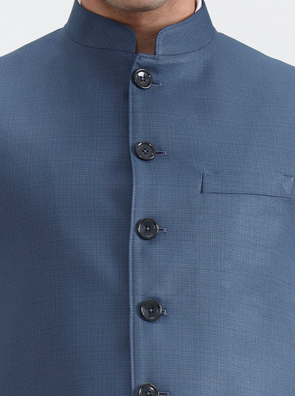 Blue Solid Regular Fit Modi Jacket | JadeBlue