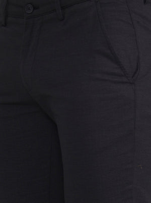 Black Solid Super Slim Fit Casual Trouser | Greenfibre