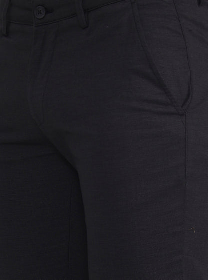 Black Solid Super Slim Fit Casual Trouser | Greenfibre