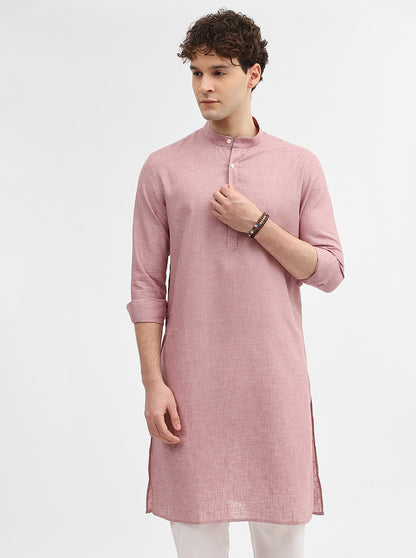 Dusty Pink Solid Modi Kurta | JadeBlue