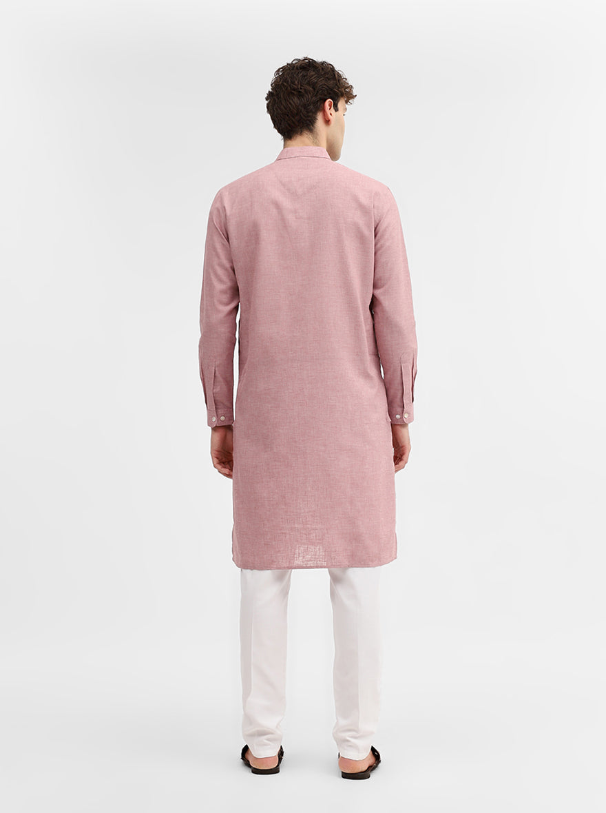 Dusty Pink Solid Modi Kurta | JadeBlue