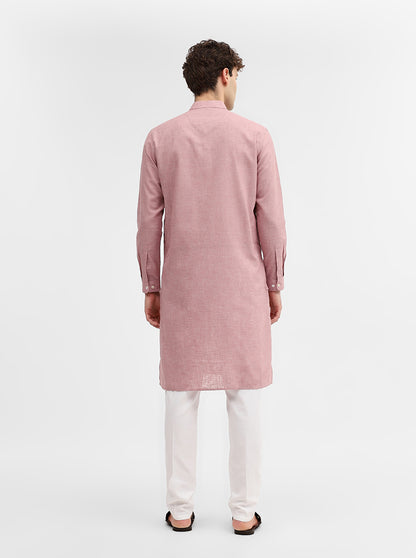 Dusty Pink Solid Modi Kurta | JadeBlue