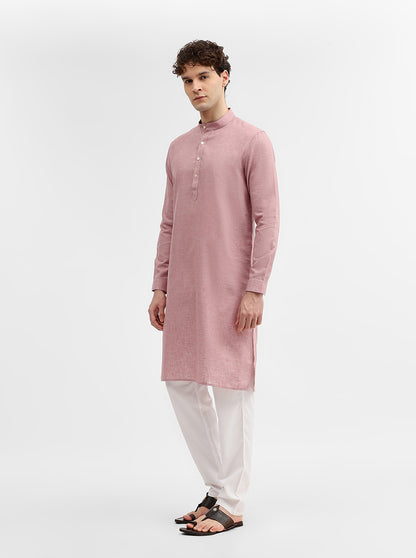 Dusty Pink Solid Modi Kurta | JadeBlue