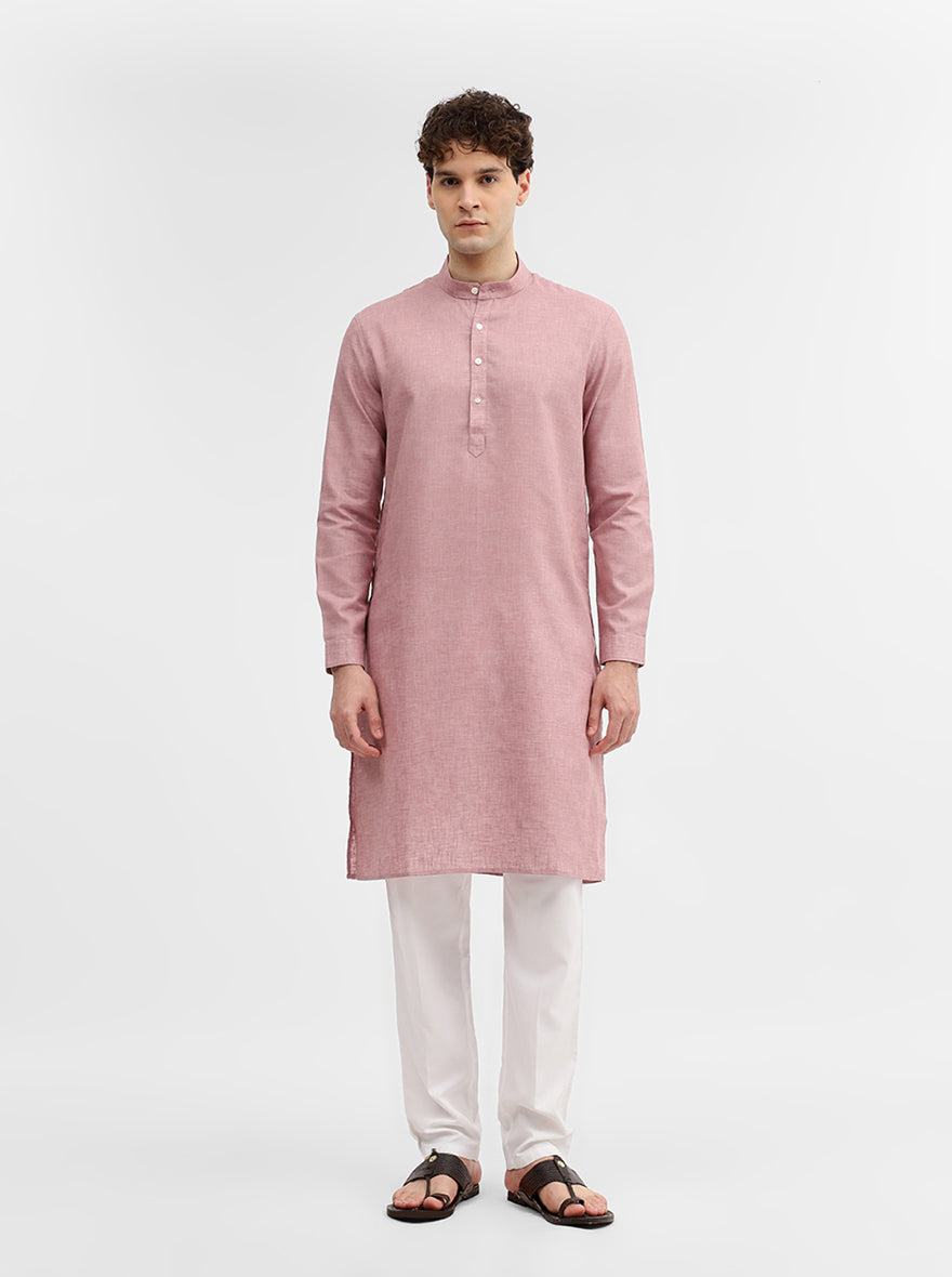 Dusty Pink Solid Modi Kurta | JadeBlue