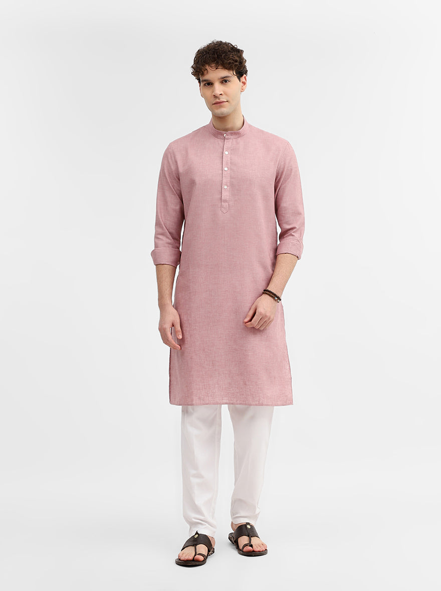Dusty Pink Solid Modi Kurta | JadeBlue