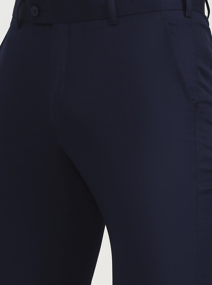 Blue Solid Slim Fit Formal Trouser | JadeBlue Super Luxe