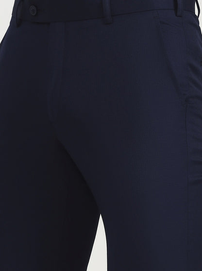 Blue Solid Slim Fit Formal Trouser | JadeBlue Super Luxe
