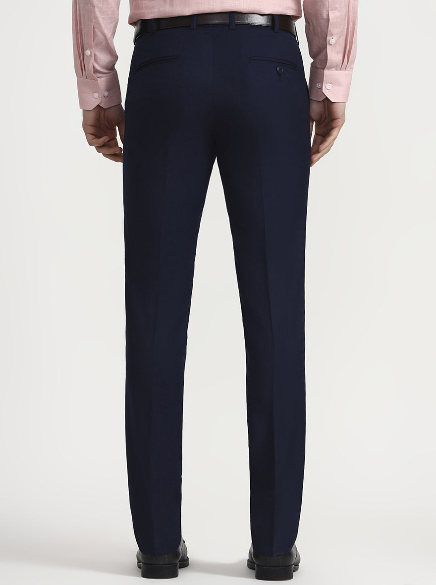 Blue Solid Slim Fit Formal Trouser | JadeBlue Super Luxe