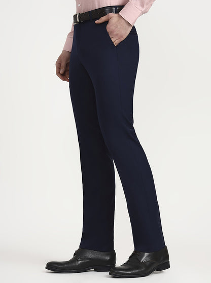 Blue Solid Slim Fit Formal Trouser | JadeBlue Super Luxe