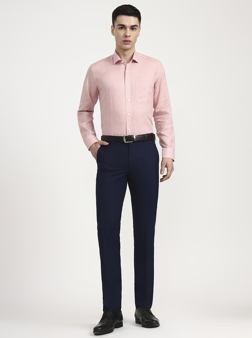 Blue Solid Slim Fit Formal Trouser | JadeBlue Super Luxe