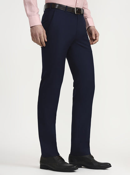 Blue Solid Slim Fit Formal Trouser | JadeBlue Super Luxe