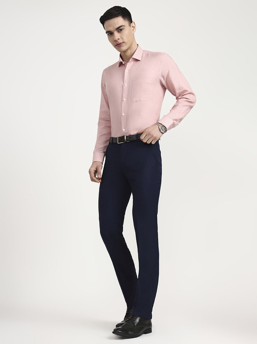 Blue Solid Slim Fit Formal Trouser | JadeBlue Super Luxe