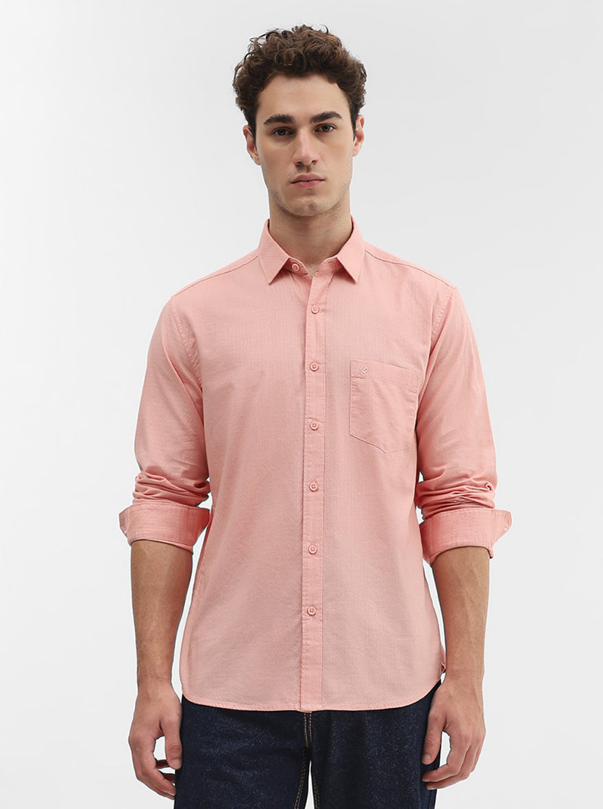 Orange Solid Slim Fit Casual Shirt | Greenfibre