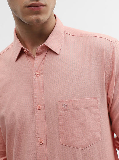 Orange Solid Slim Fit Casual Shirt | Greenfibre