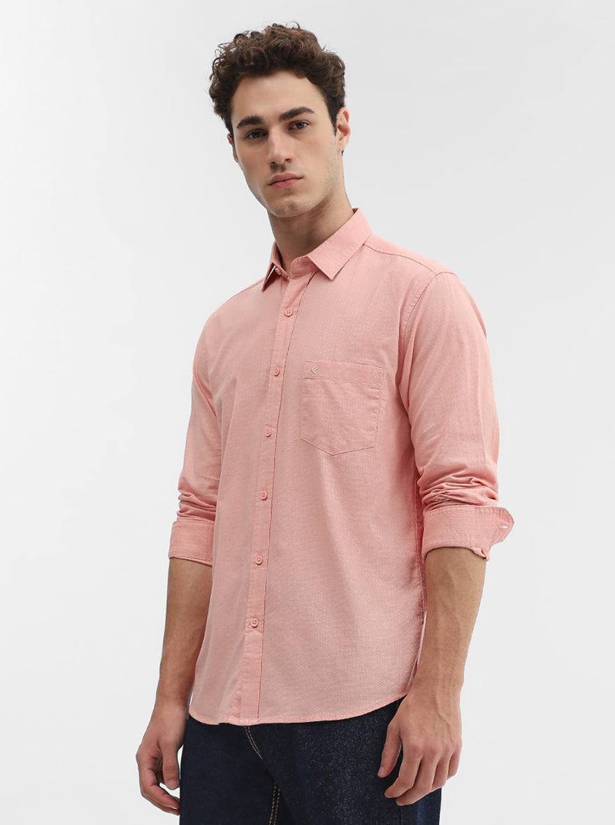 Orange Solid Slim Fit Casual Shirt | Greenfibre