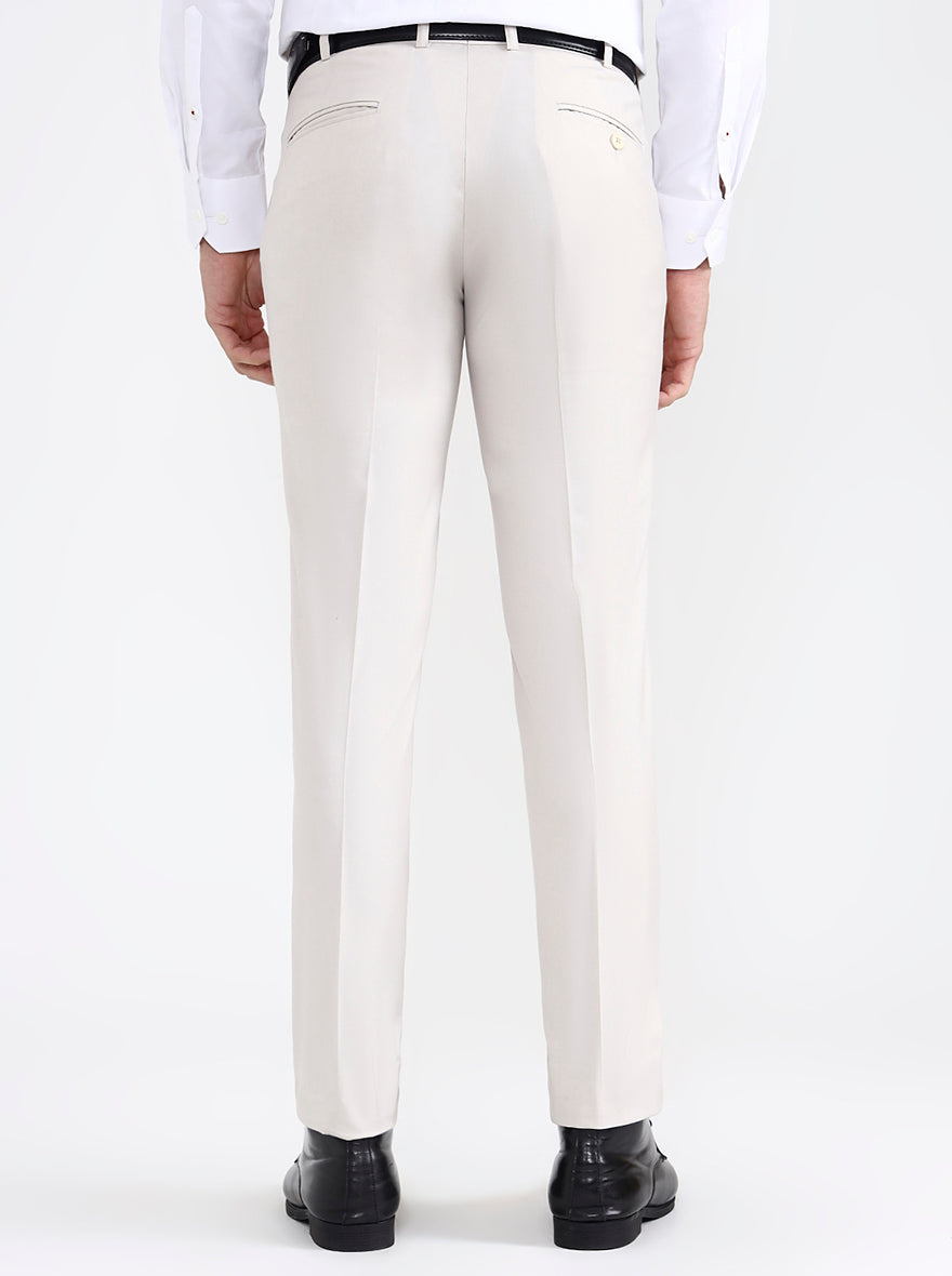 Cream Solid Super Slim Fit Formal Trouser | JB X JB