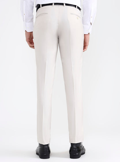 Cream Solid Super Slim Fit Formal Trouser | JB X JB
