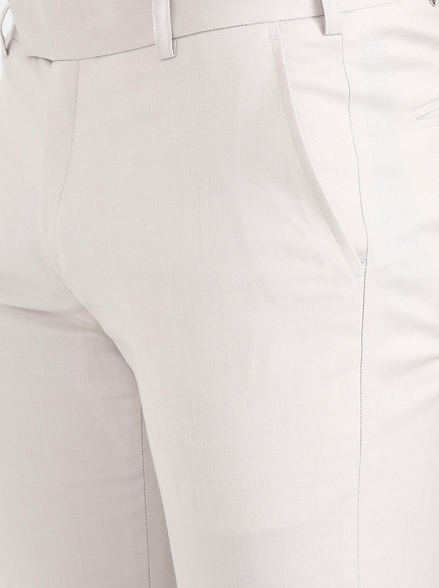 Cream Solid Super Slim Fit Formal Trouser | JB X JB