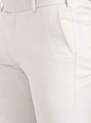 Cream Solid Super Slim Fit Formal Trouser | JB X JB