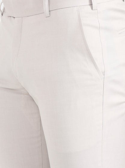 Cream Solid Super Slim Fit Formal Trouser | JB X JB