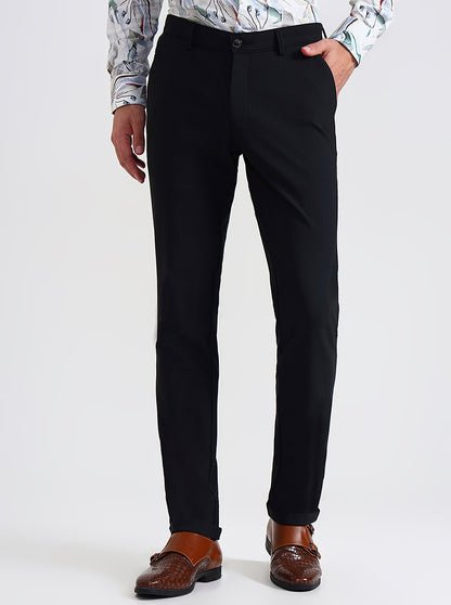 Black Printed Slim Fit Club Wear Trouser | Wyre