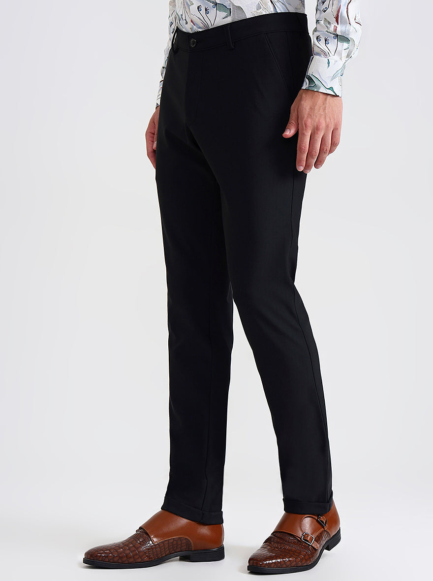 Black Printed Slim Fit Club Wear Trouser | Wyre