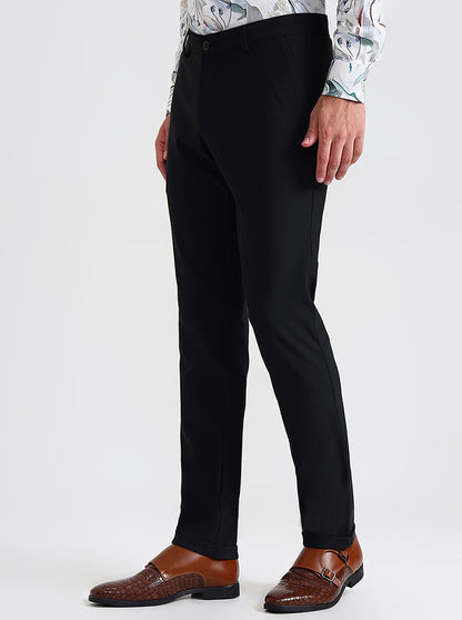 Black Printed Slim Fit Club Wear Trouser | Wyre