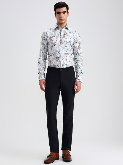 Black Printed Slim Fit Club Wear Trouser | Wyre