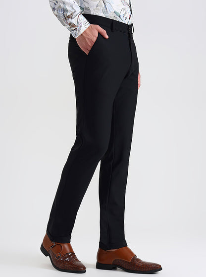 Black Printed Slim Fit Club Wear Trouser | Wyre