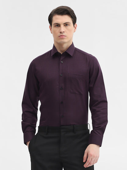 Dark Purple Solid Regular Fit Formal Shirt | JadeBlue