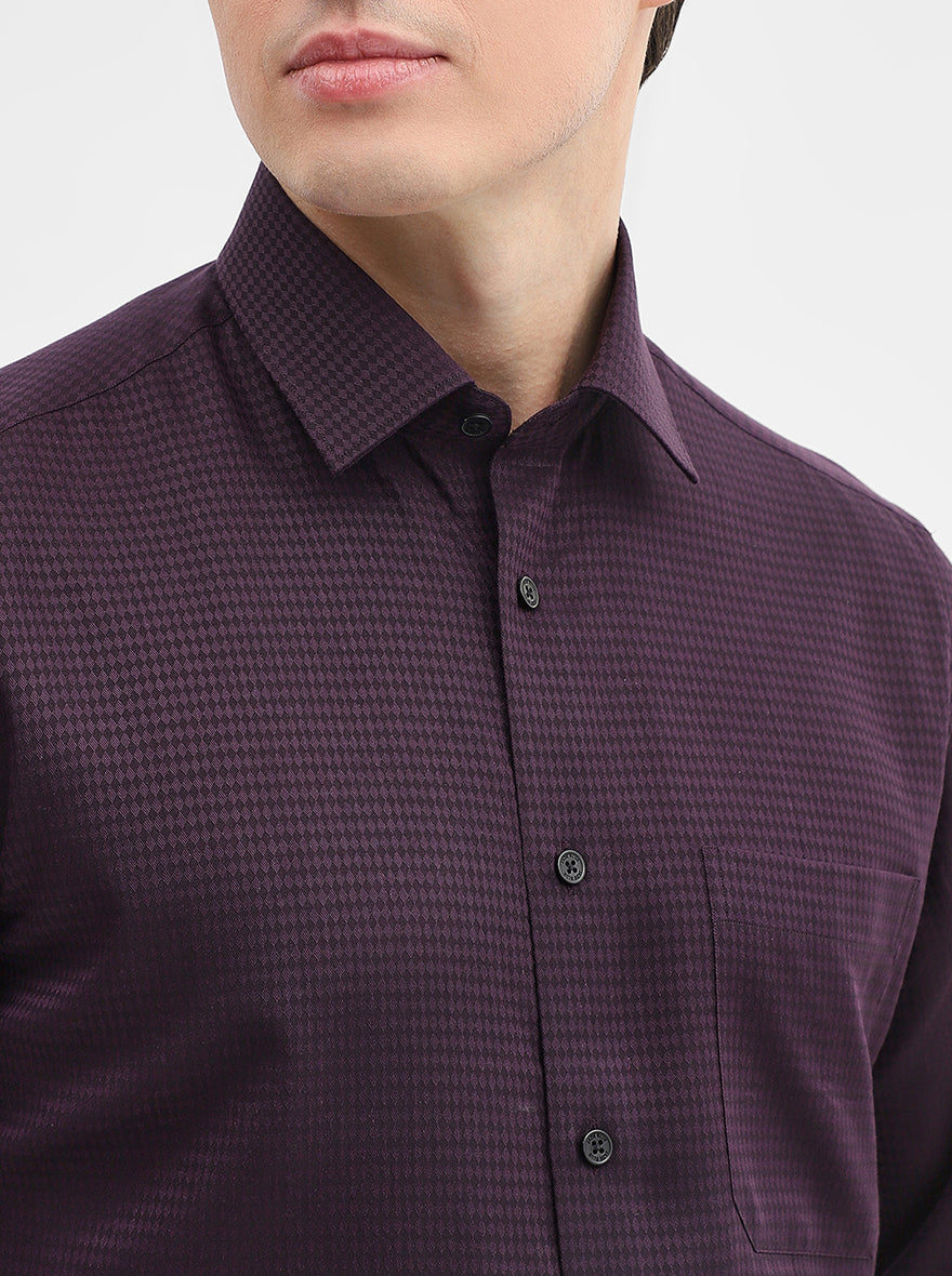 Dark Purple Solid Regular Fit Formal Shirt | JadeBlue
