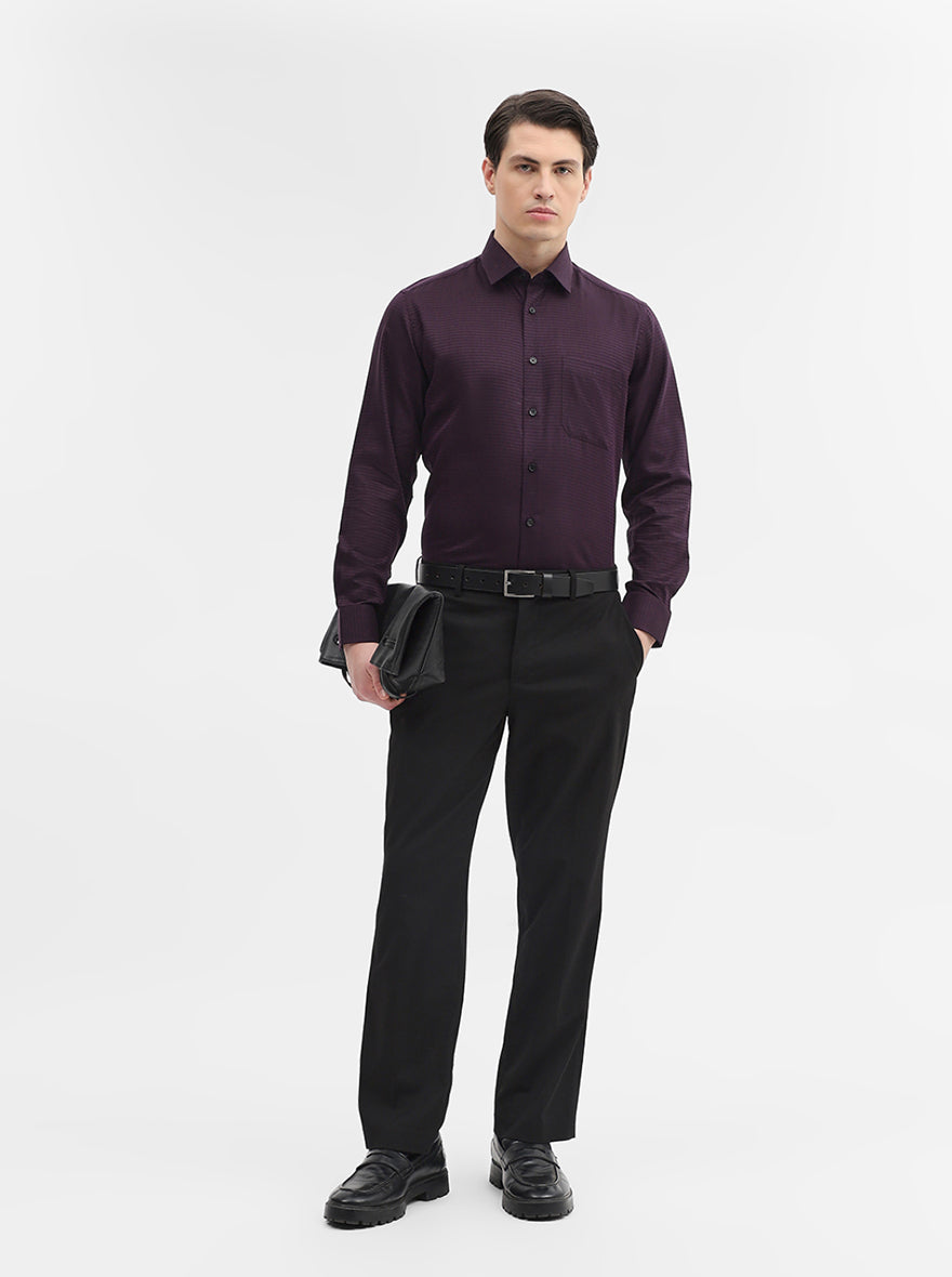 Dark Purple Solid Regular Fit Formal Shirt | JadeBlue
