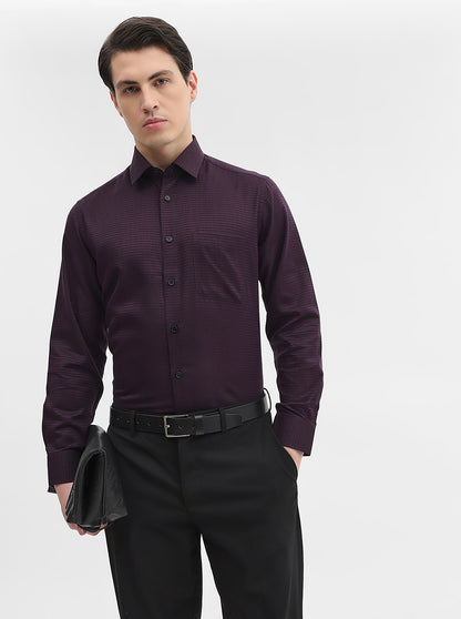 Dark Purple Solid Regular Fit Formal Shirt | JadeBlue