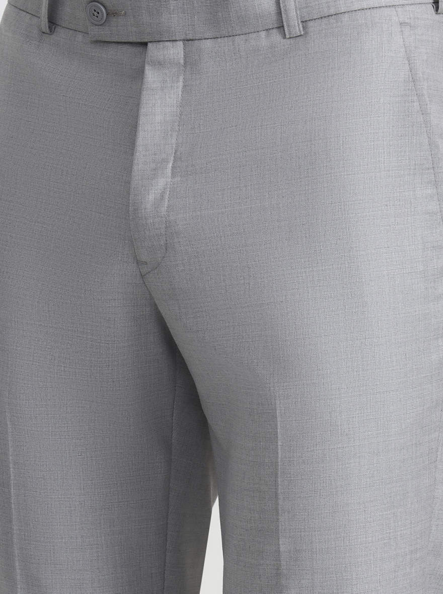 Light Grey Solid Slim Fit Formal Trouser | JadeBlue Super Luxe