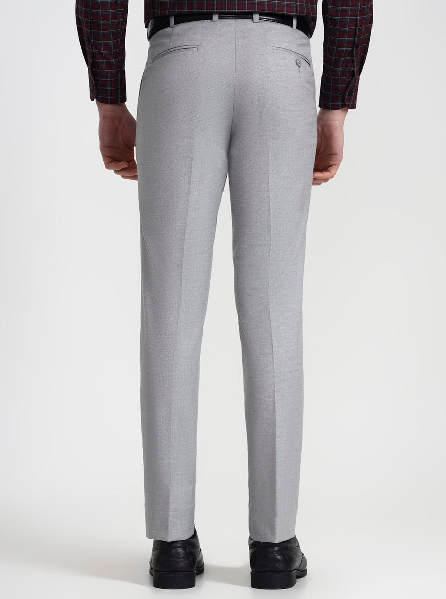 Light Grey Solid Slim Fit Formal Trouser | JadeBlue Super Luxe