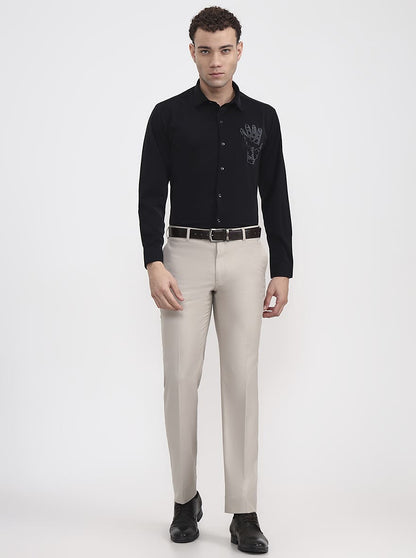 Black Printed Slim Fit Party Wear Shirt | Wyre