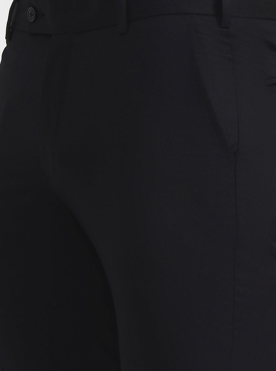 Black Solid Slim Fit Formal Trouser | JadeBlue Super Luxe